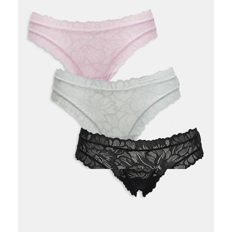 Lindex 3 pack lace brazilian brief in multi 110434986