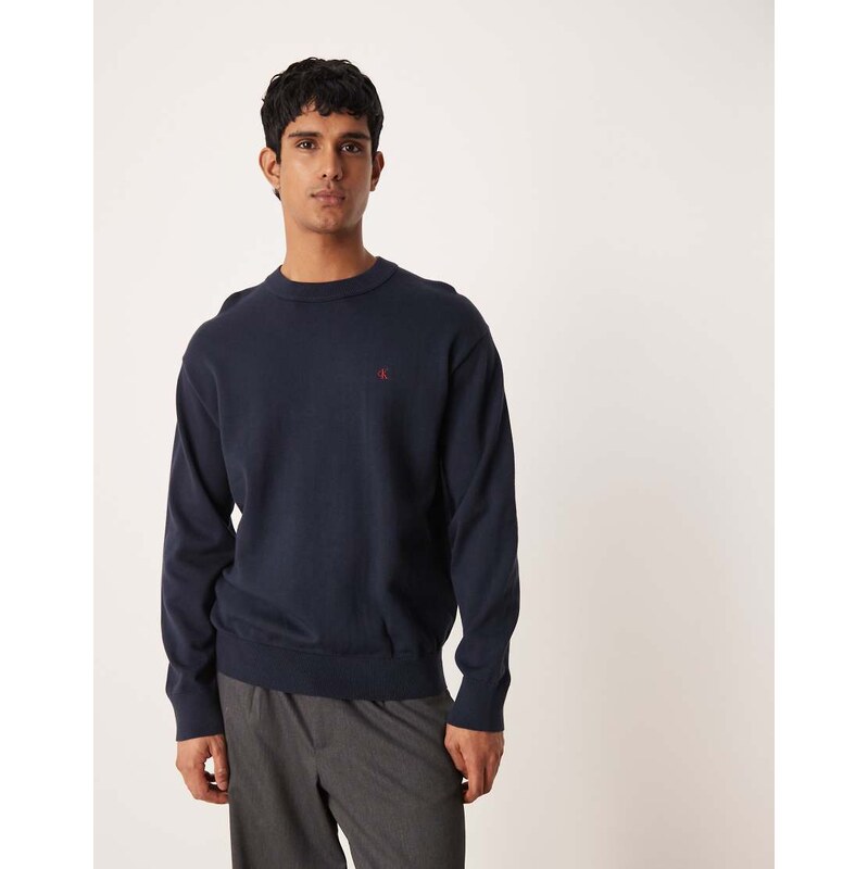 Calvin Klein Jeans contrast logo knitted jumper in navy