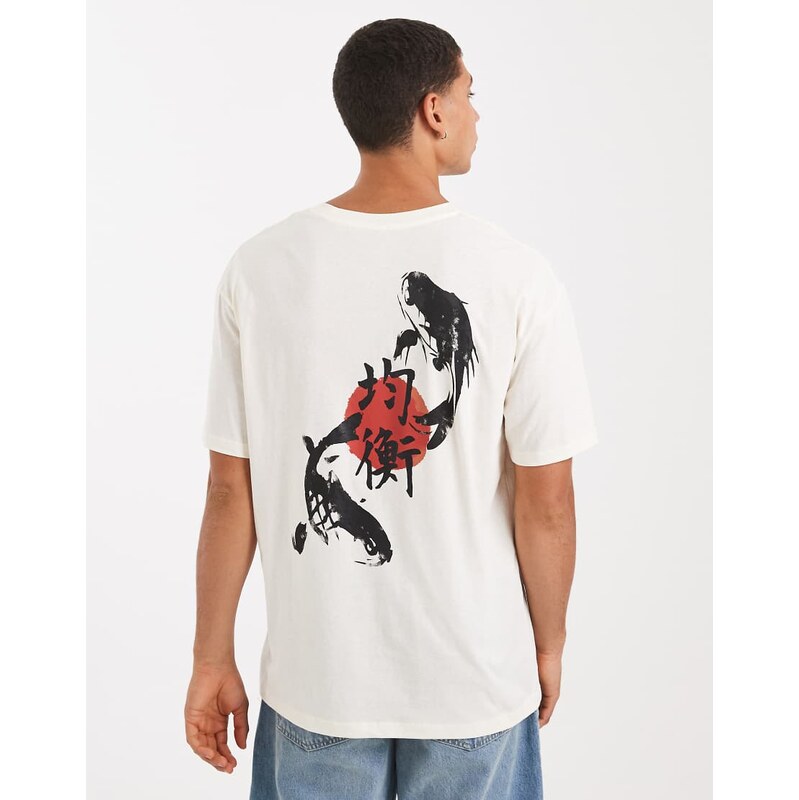 Jack & Jones oversized t-shirt with japanese carp backprint in