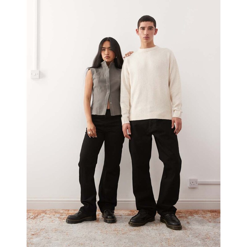 Weekday Orbit Unisex mid waist straight leg jeans in black
