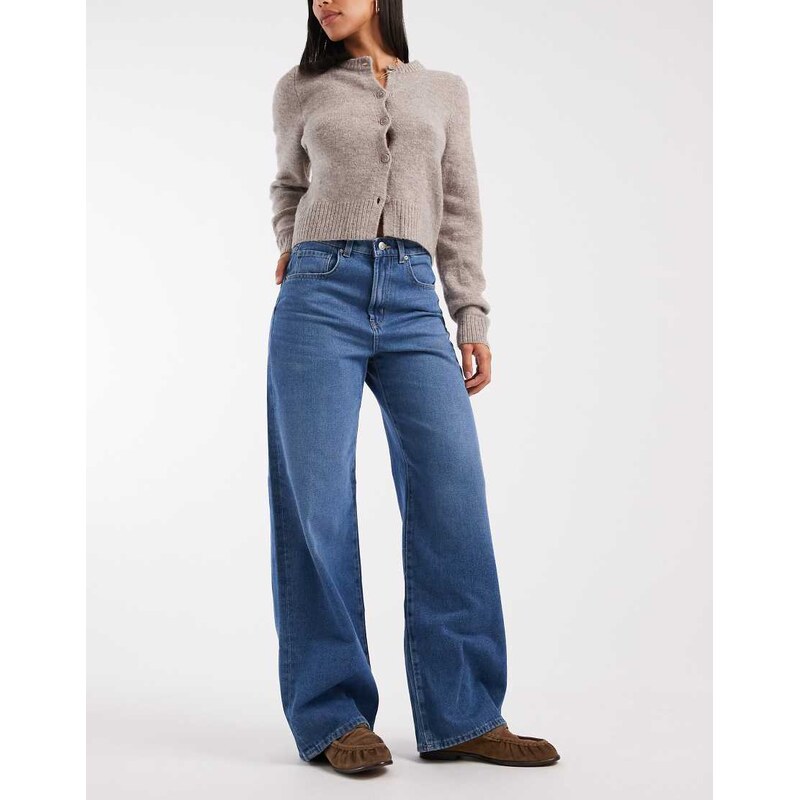 ONLY Hope high waisted wide leg jeans in mid blue