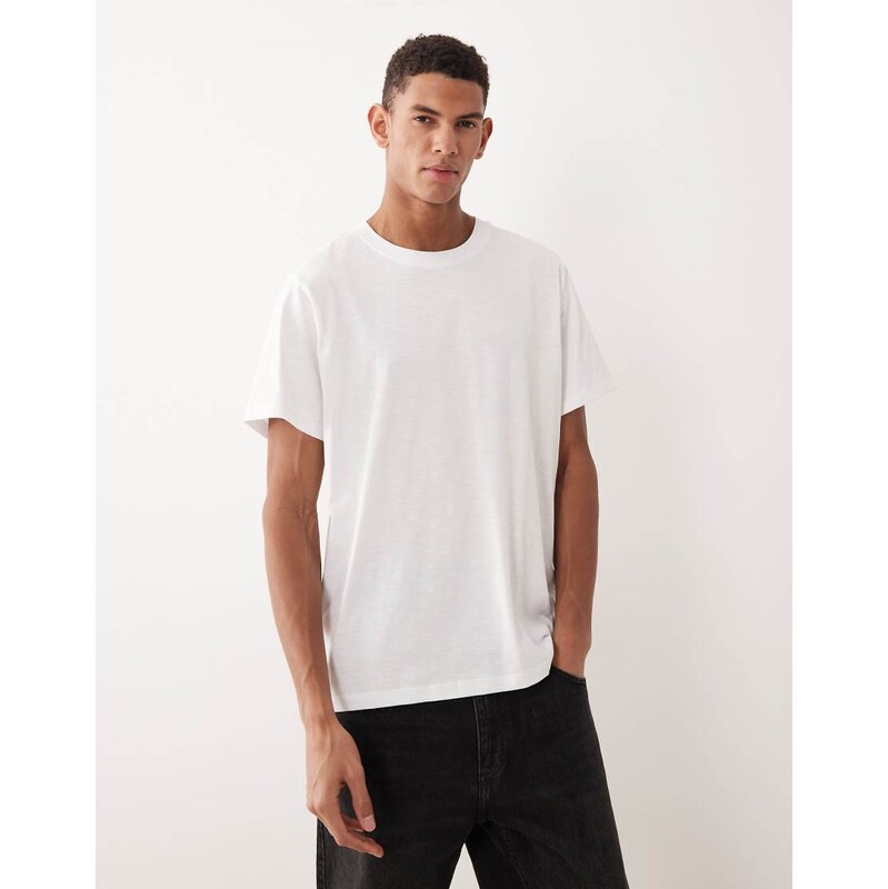 Selected 100% cotton regular fit t-shirt in white
