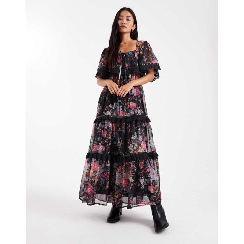 Miss Selfridge chiffon layered party maxi dress in vintage
