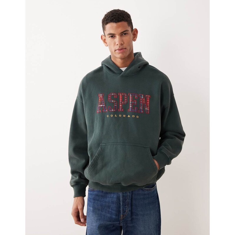 Abercrombie & Fitch Colorado graphic oversized hoodie in green 110435217