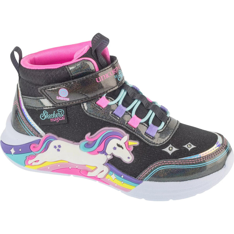 Černé dívčí svítící kotníkové tenisky Skechers S-Lights: Unicorn 109593661