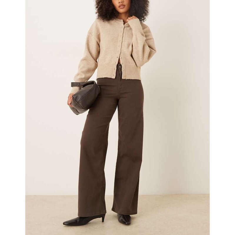 JDY Iris high waist wide leg jeans in brown 115512858