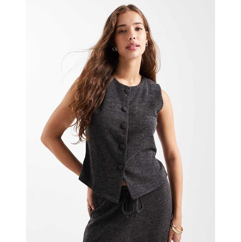 ONLY high neck waistcoat co-ord in dark grey 110460357