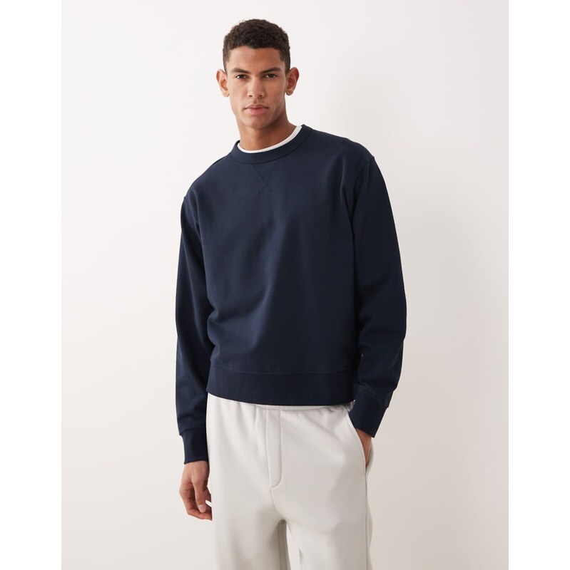 Selected vintage look sweatshirt in navy
