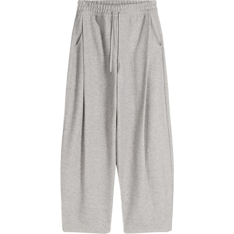 Bershka Kalhoty se sklady v pase šedá