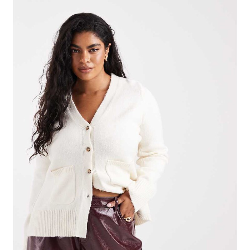 ASOS Curve ASOS DESIGN Curve waisted v neck cardigan with pocket