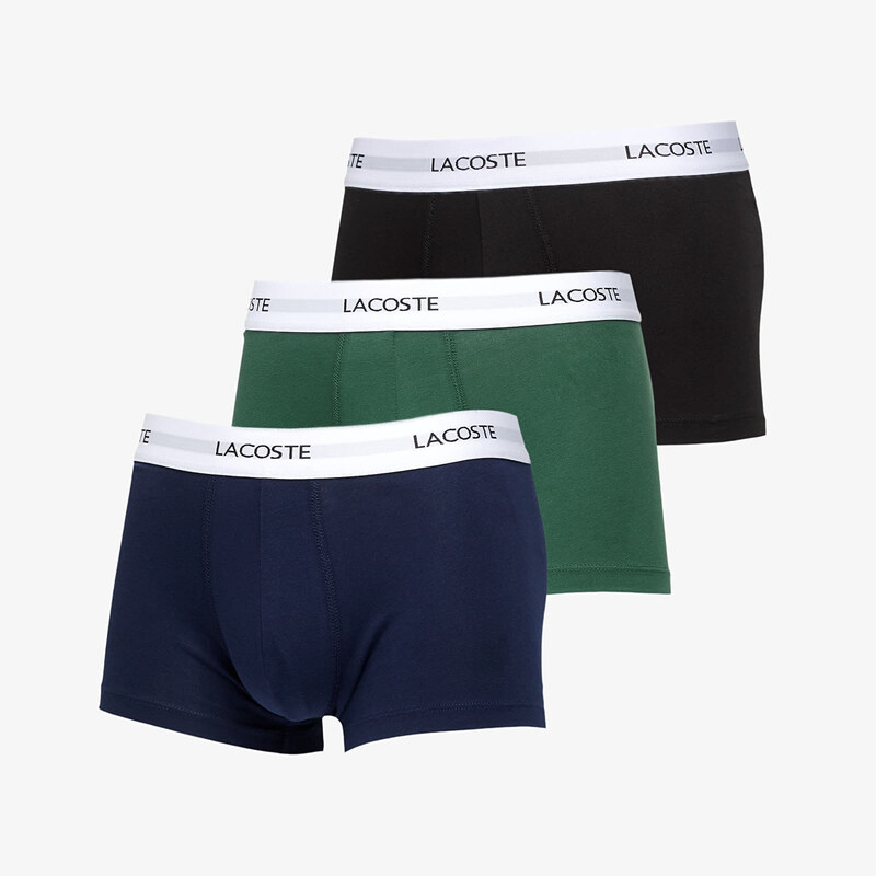 Boxerky LACOSTE 3-Pack Trunk Black/ Green-Navy Blue XL 110441202