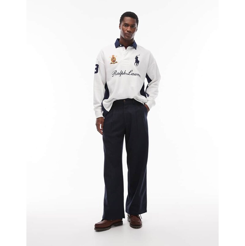 Prohibited double pleated wool look club trousers in navy