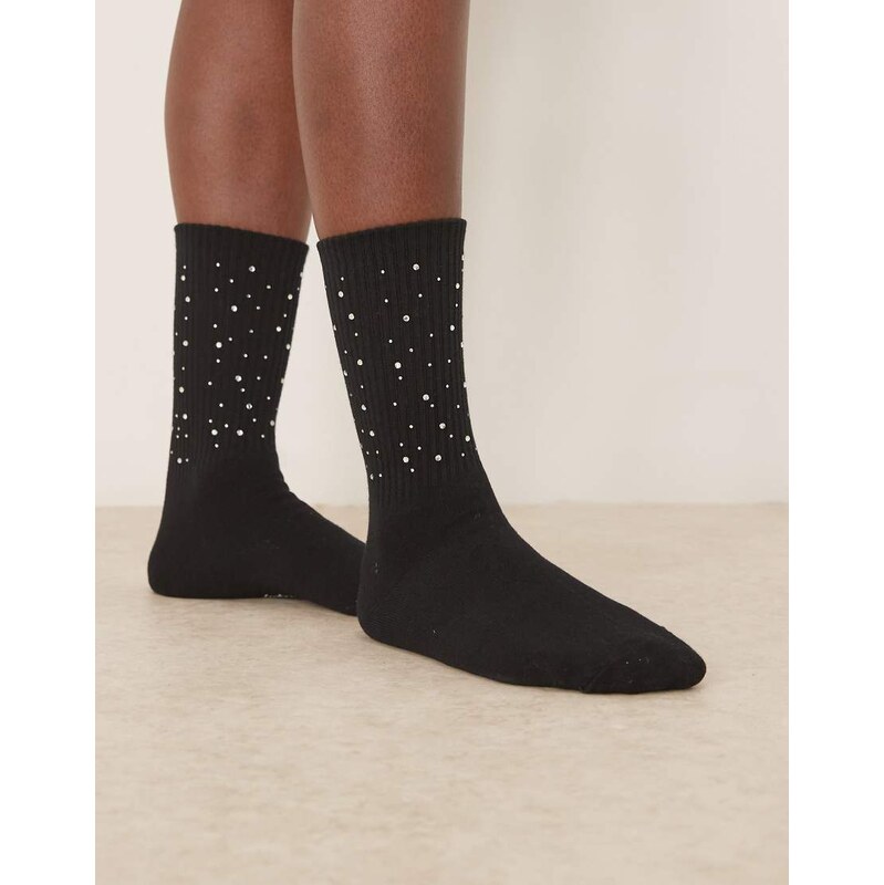 Becksondergaard glimsy cotta embellished socks in black 110460321
