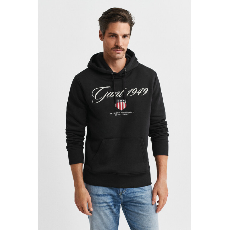 MIKINA GANT GRAPHIC HOODIE BLACK
