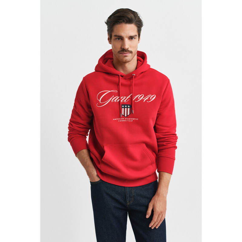 MIKINA GANT GRAPHIC HOODIE RUBY RED