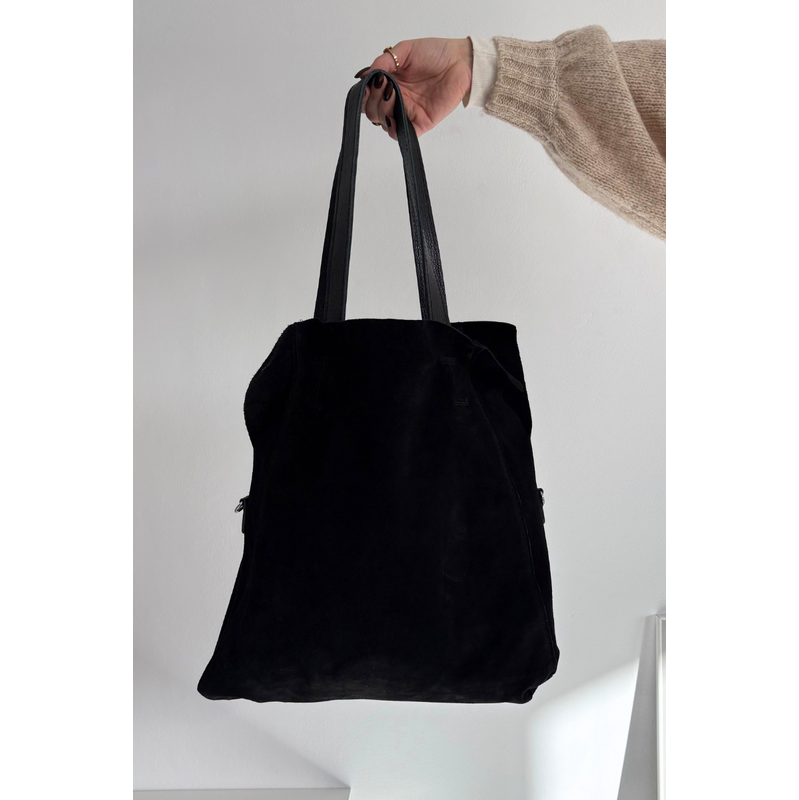 Boto Černá semišová shopper kabelka Miraya