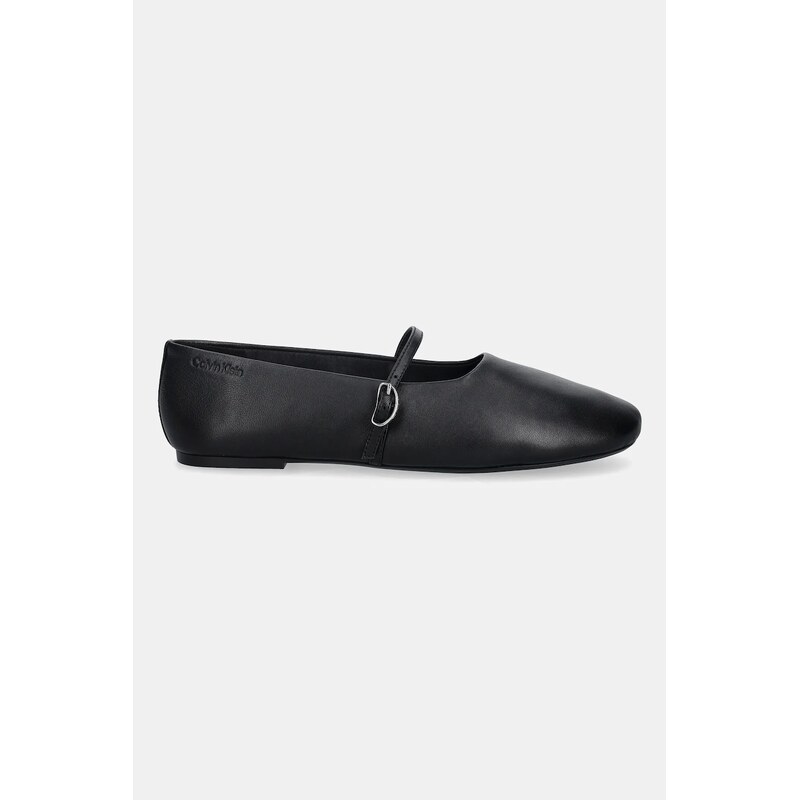 Kožené baleríny Calvin Klein OBLIQUE BALLERINA MJ LTH HDW