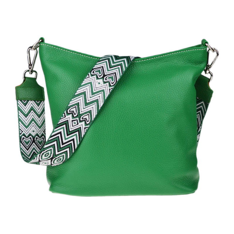 Zelená kožená italská crossbody kabelka Amalia Verde II