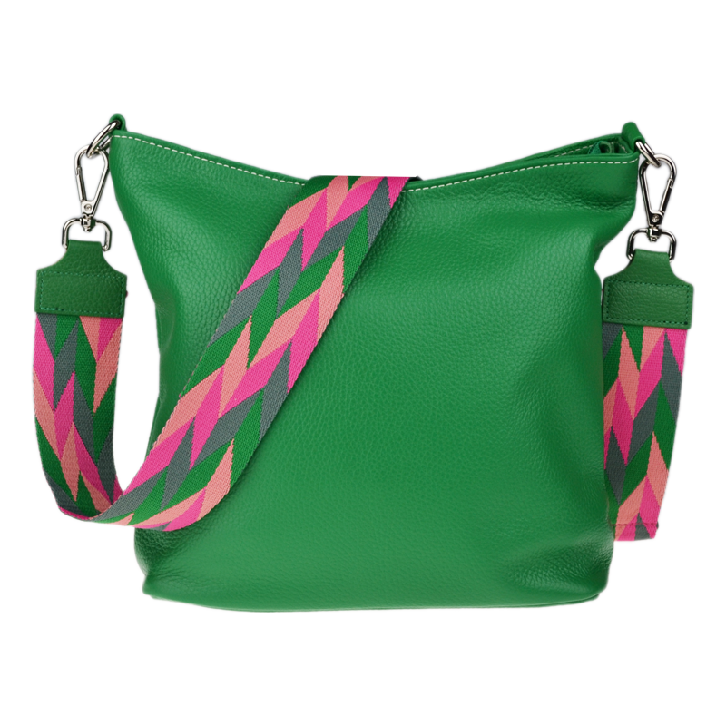 Zelená kožená italská crossbody kabelka Amalia Verde V
