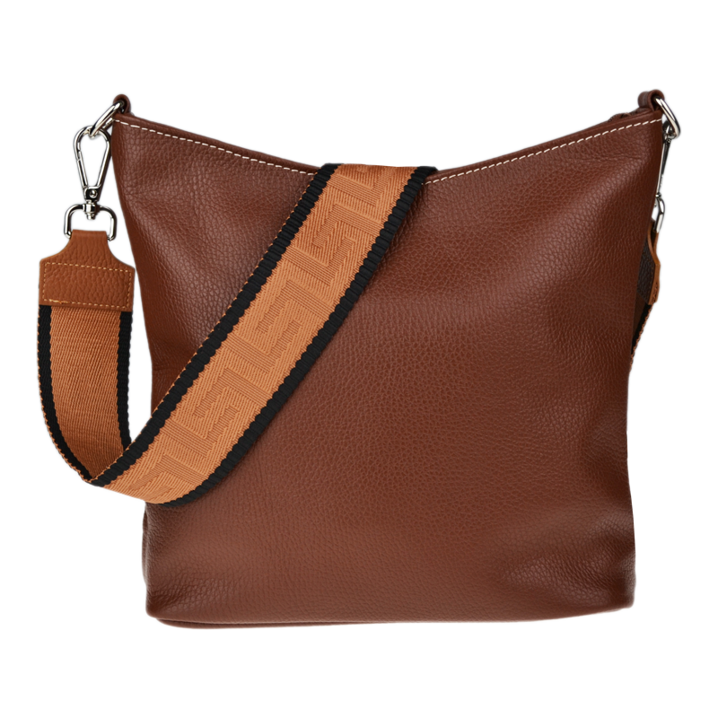 Hnědá kožená italská crossbody kabelka Amalia Marrone III