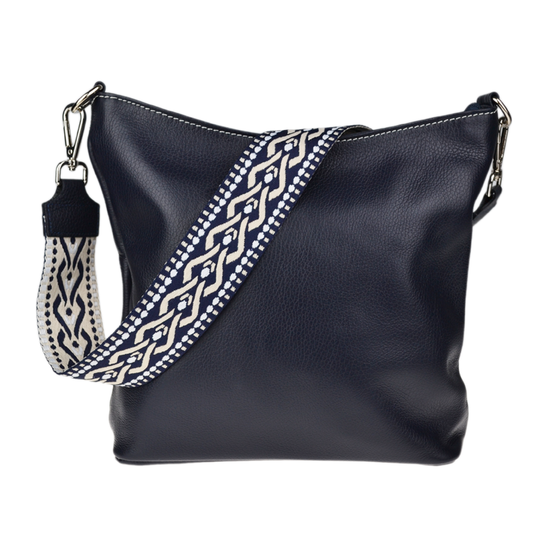 Modrá kožená italská crossbody kabelka Amalia Blu II NovaKabelka