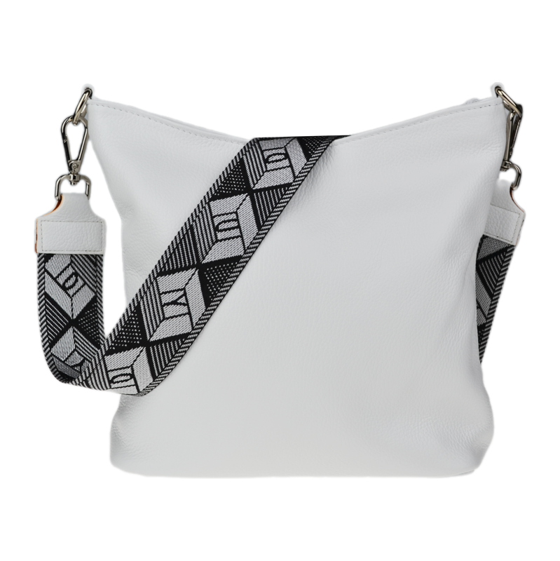 Bílá kožená italská crossbody kabelka Amalia Bianca III
