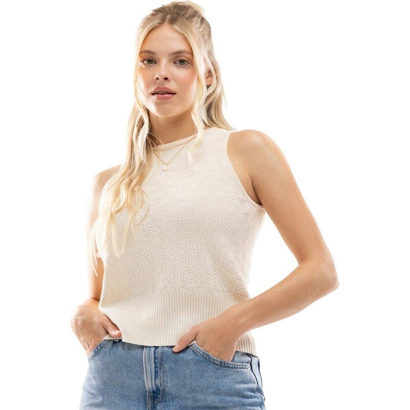 SIROKO Dámský pletený top bez rukávů IBZ Lace Sand 110465279