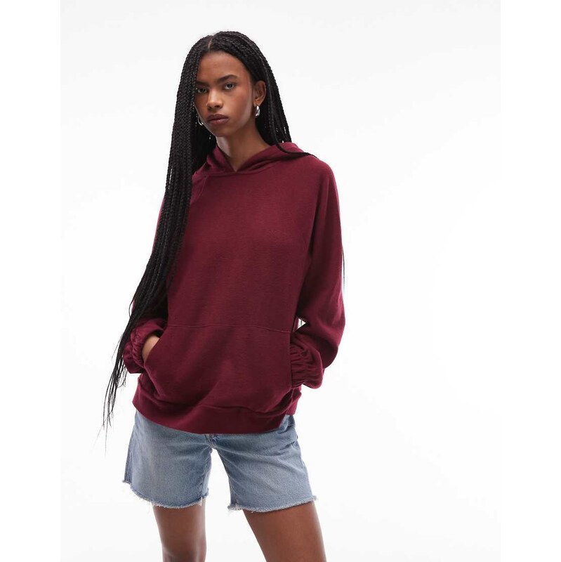 ASOS DESIGN Supersoft raglan sleeve oversized hoodie in dark cherry - BURGUNDY-Red