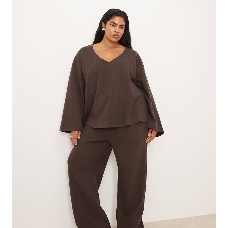ASOS Curve ASOS DESIGN Curve supersoft co-ord wide leg jogger in 115526020