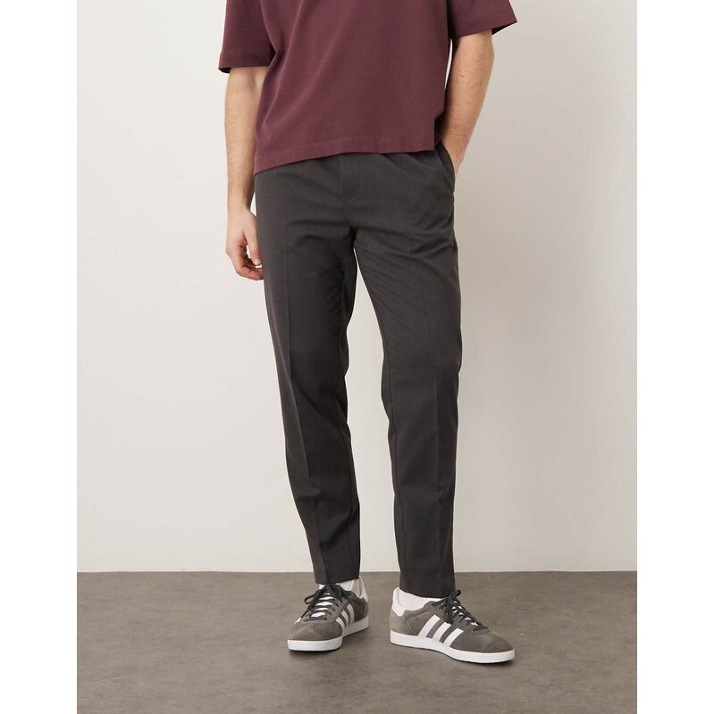 ASOS DESIGN tailored flannel pull on tapered trousers in