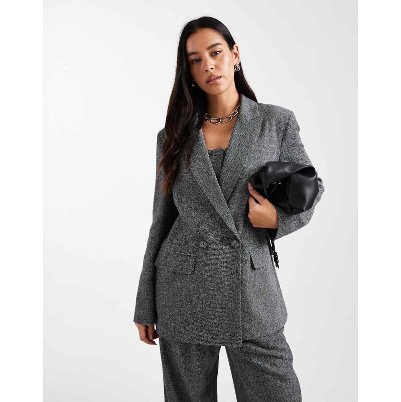 Miss Selfridge oversized blazer co-ord in salt and pepper-Grey 112200507