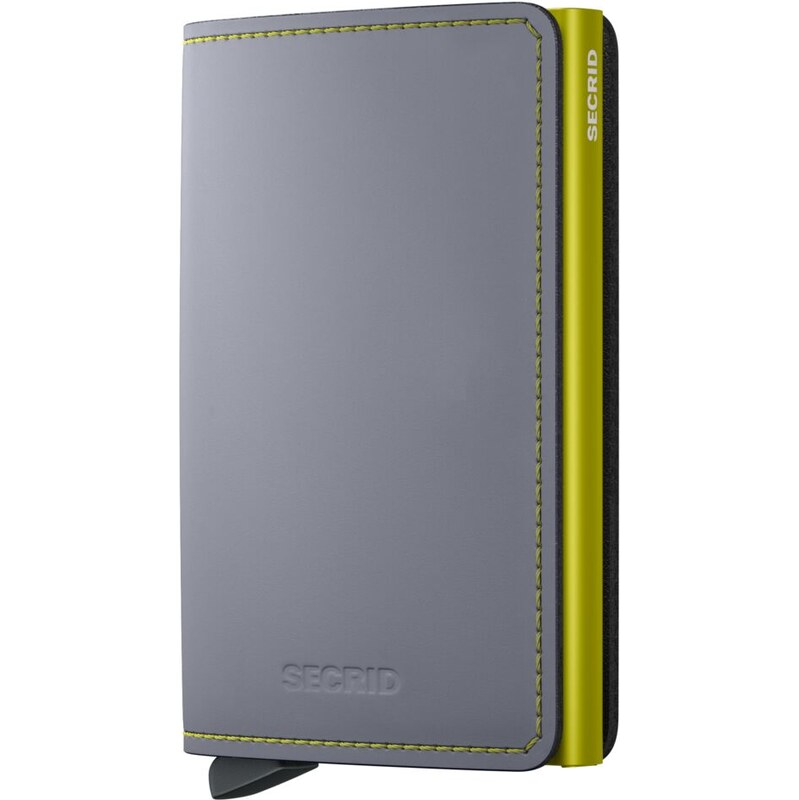 Kožené pouzdro na karty SECRID Slimwallet Matte Grey & Lime šedé