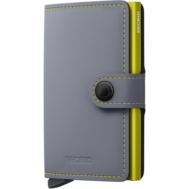 Kožené pouzdro na karty SECRID Miniwallet Matte Grey & Lime šedé