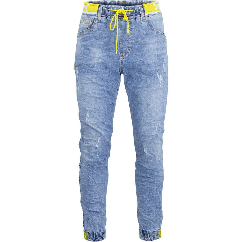 Pri Pánské modré denim joggery s vázáním