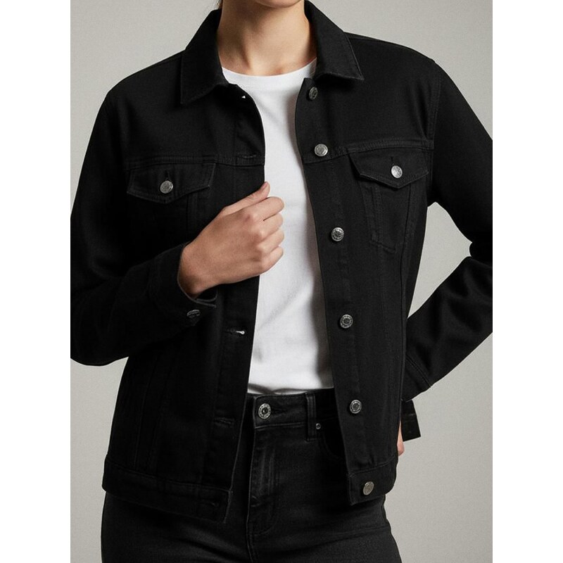 Sinsay - Oversize džínová bunda - černá 68329501