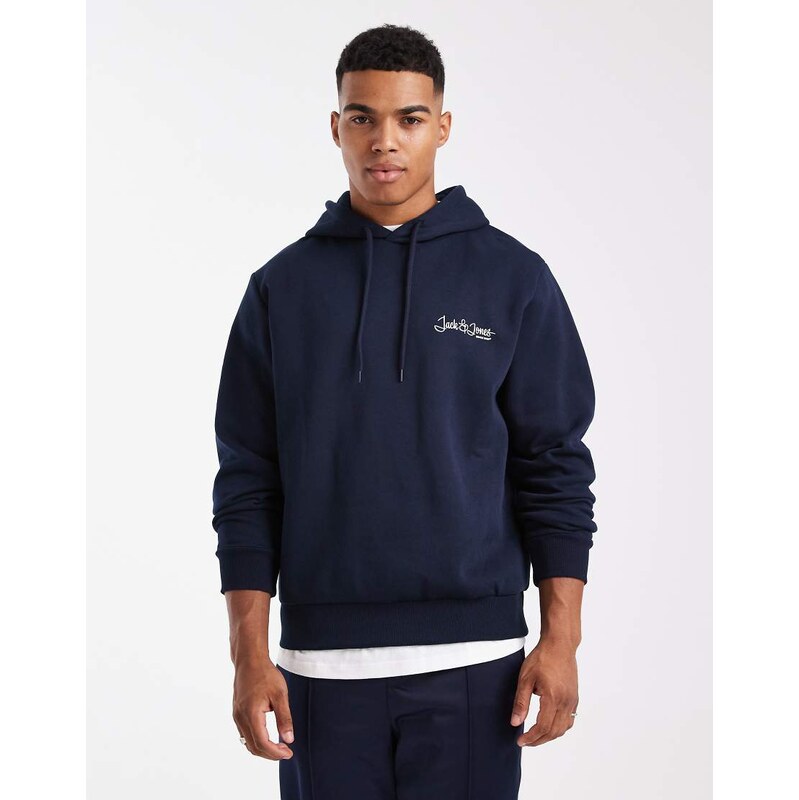 Jack & Jones logo hoodie in navy