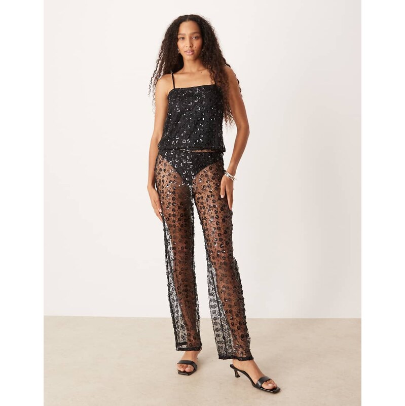 JJXX co ord sequin trousers in black