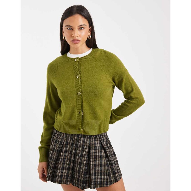 ONLY button through knitted cardigan in green