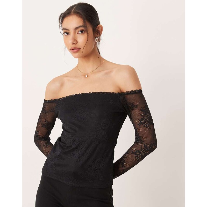 Abercrombie & Fitch off the shoulder lace top with built in bra