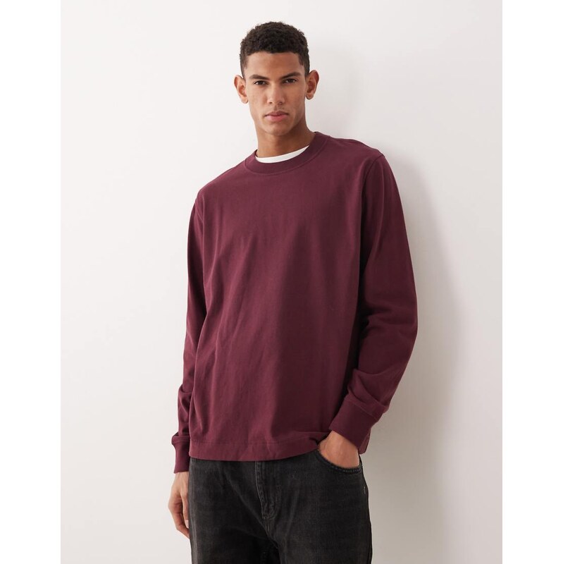 Abercrombie & Fitch long sleeve premium heavyweight top in red