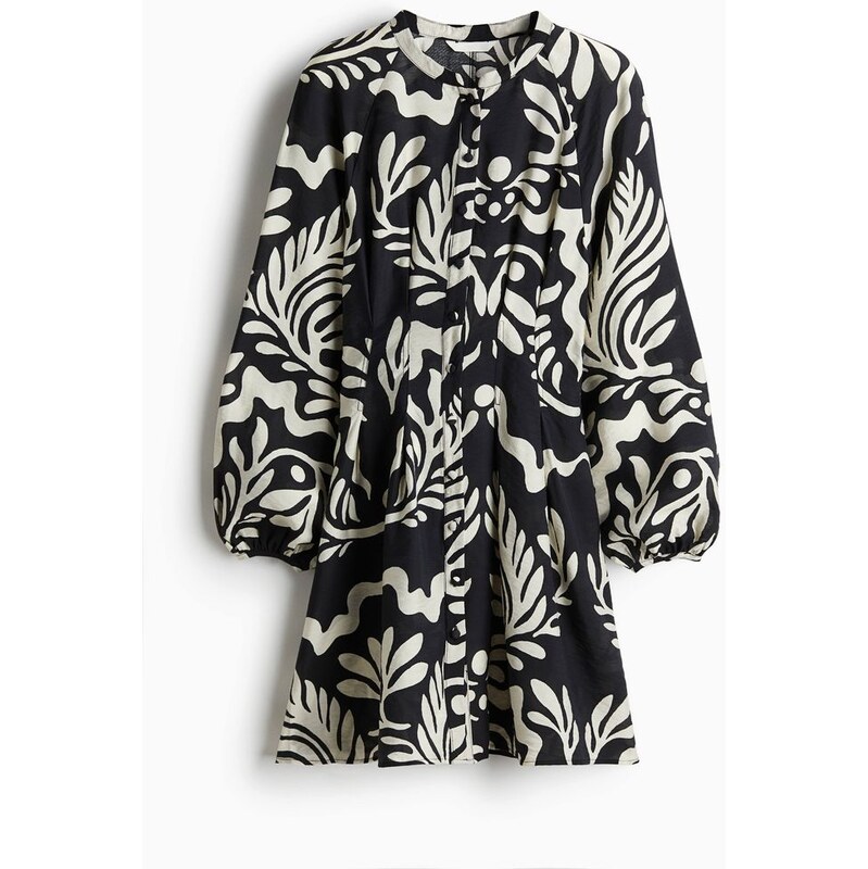 H&M - Šatys projmutým pasem - Černá/Vzor