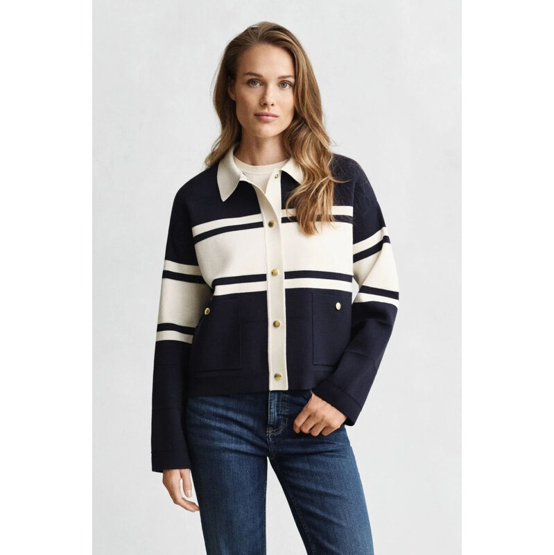 KARDIGÁN GANT COLOR BLOCKED CARDIGAN EVENING BLUE 110470974