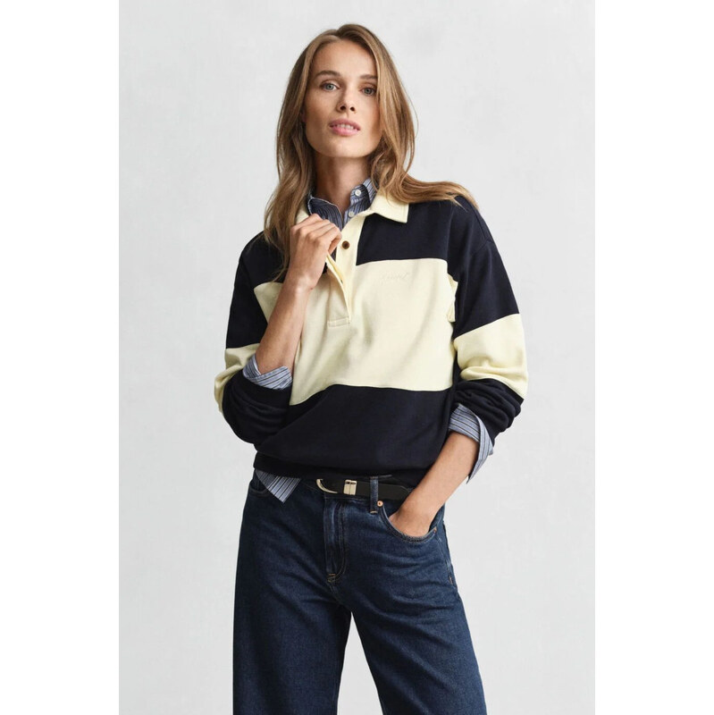 POLOKOŠILE GANT PIQUE TEXTURE COLOR BLOCK RUGGER EVENING BLUE