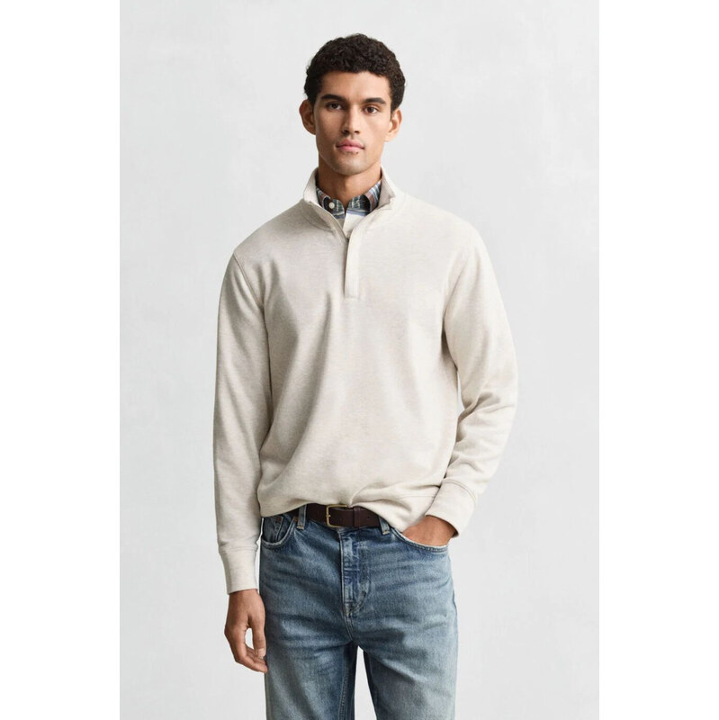 MIKINA GANT LIGHT SACKER HALF ZIP SEED MELANGE