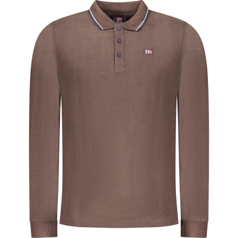 NORWAY 1963 MENS LONG-SLEEVE POLO SHIRT, BROWN
