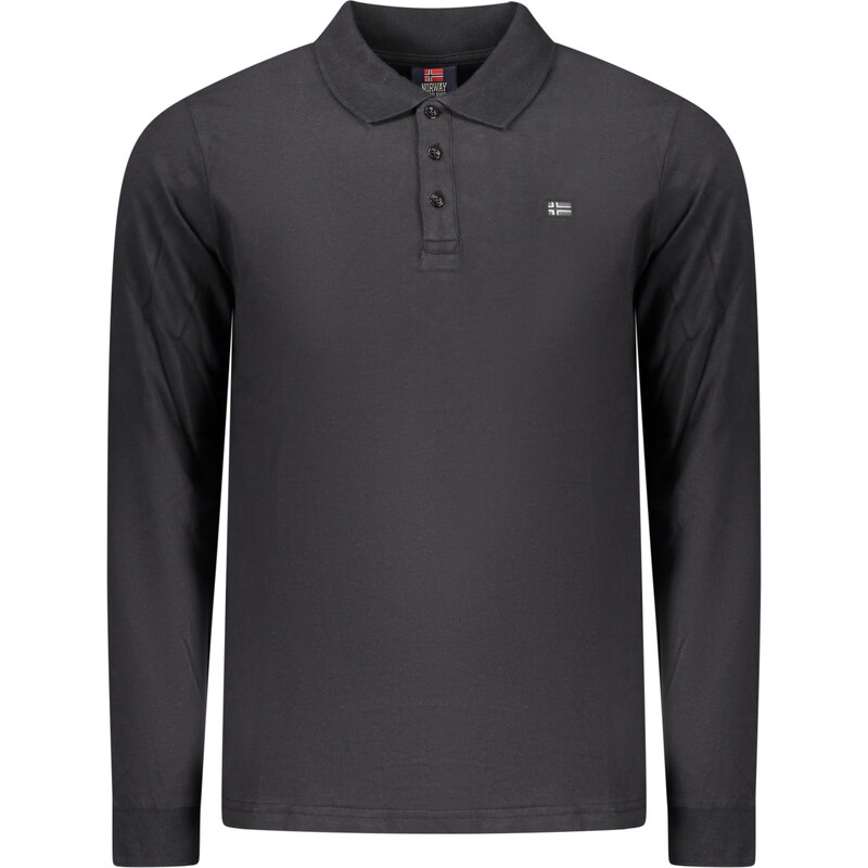 NORWAY 1963 MENS LONG-SLEEVED POLO SHIRT, BLACK