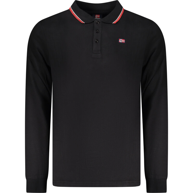 NORWAY 1963 MENS LONG-SLEEVED POLO SHIRT, BLACK