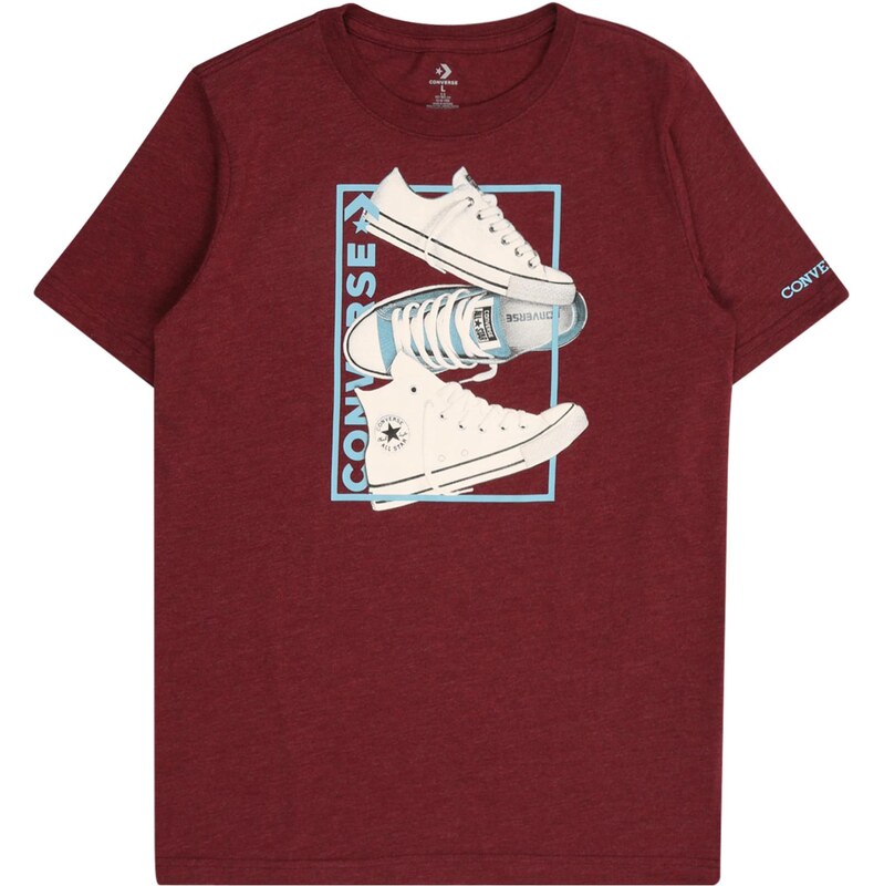 CONVERSE Tričko 3 SHOE světlemodrá / bordó / bílá