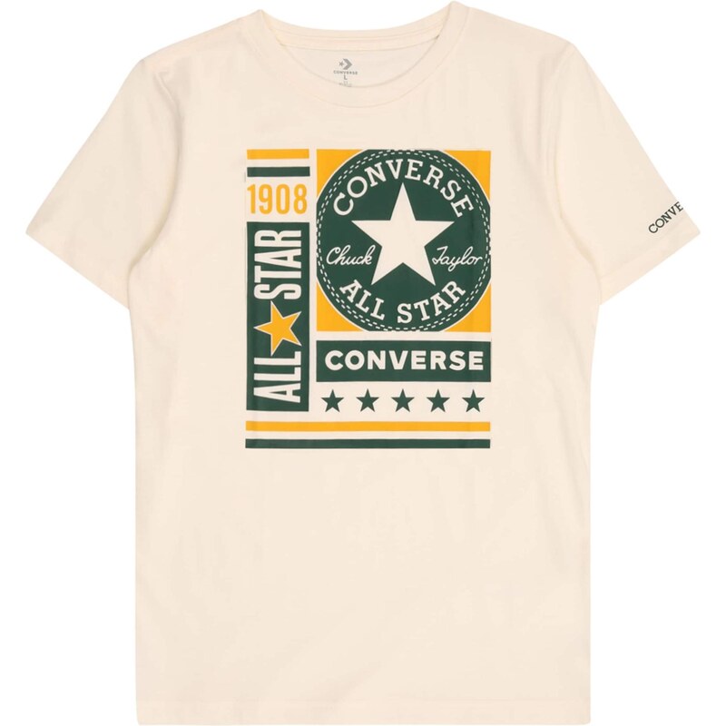 CONVERSE Tričko kari / šedobéžová / tmavě zelená