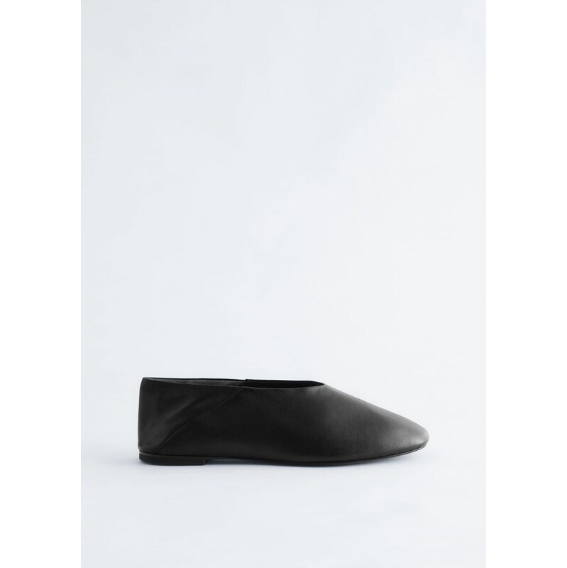 H&M - Kožené baleríny - černá 110475622